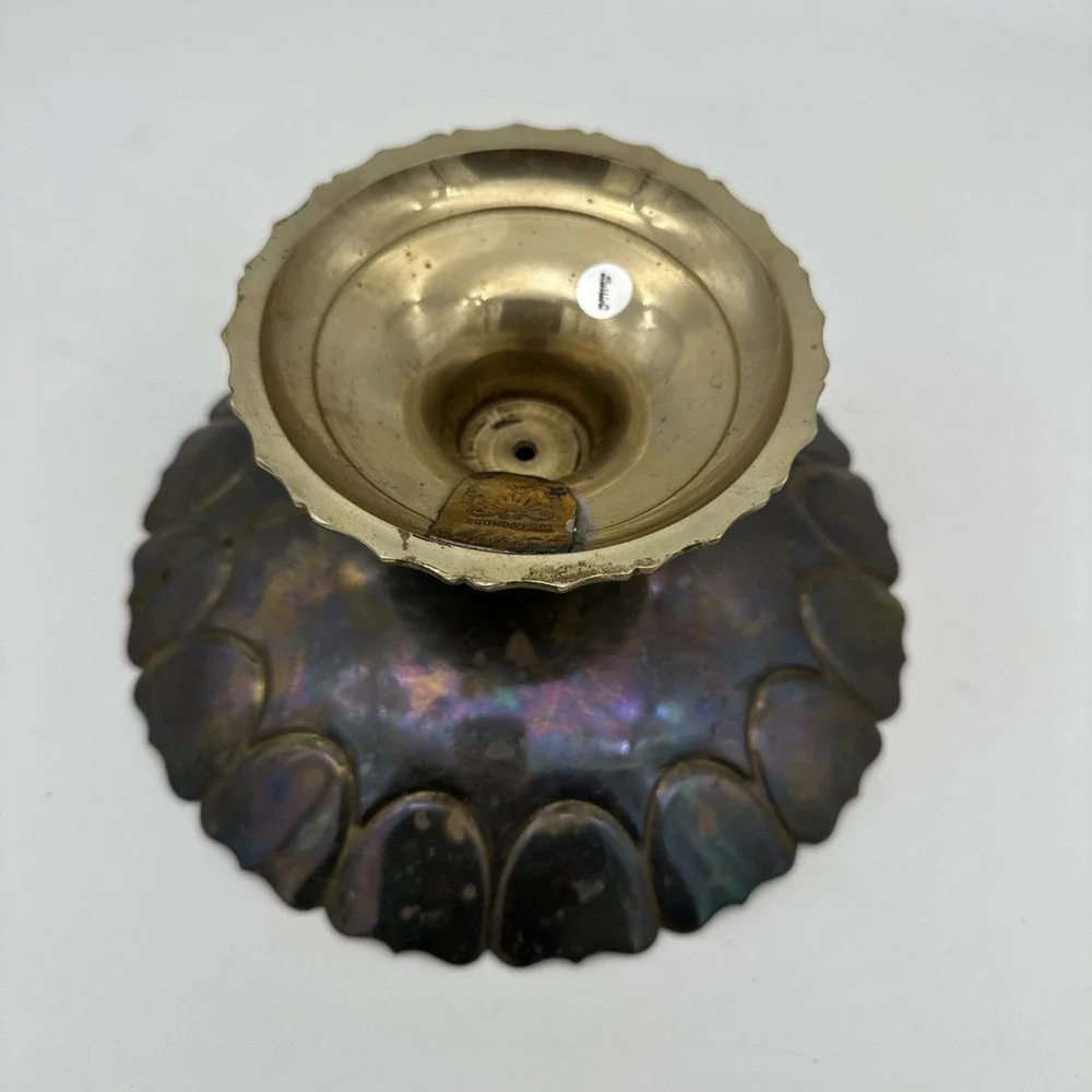 Vintage Antique Mottahedeh Brass Footed Candy Dish Decor Holder 4